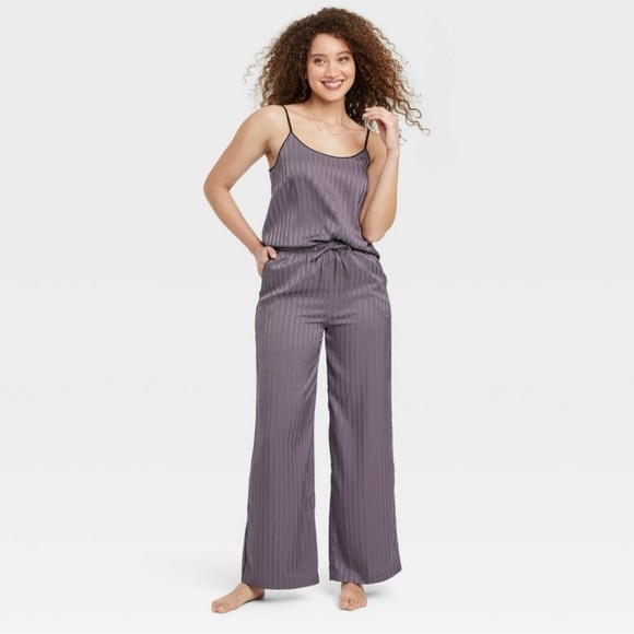 Auden Pants - Women's Luxury Collection Shadow Striped Satin Pajama Pants-Auden Deep Purple XS
